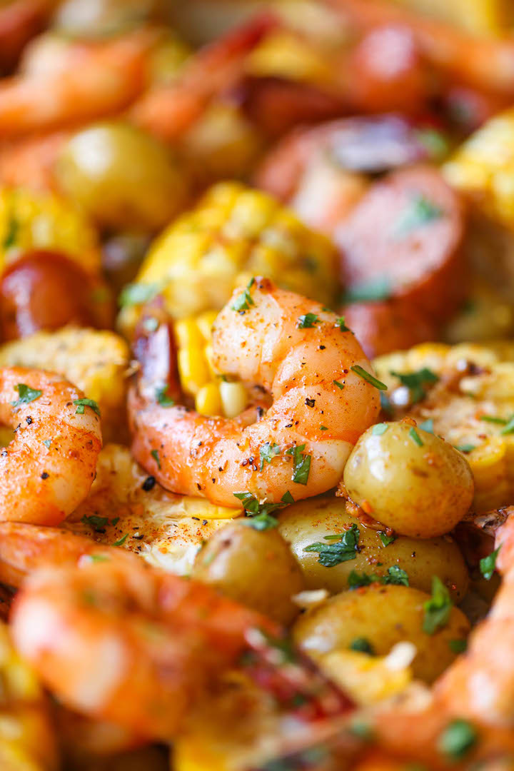 Sheet Pan Shrimp Boil - Easiest shrimp boil ever! And it's mess-free using a single sheet pan. That's right. ONE PAN. No newspapers. No bags. No clean-up!
