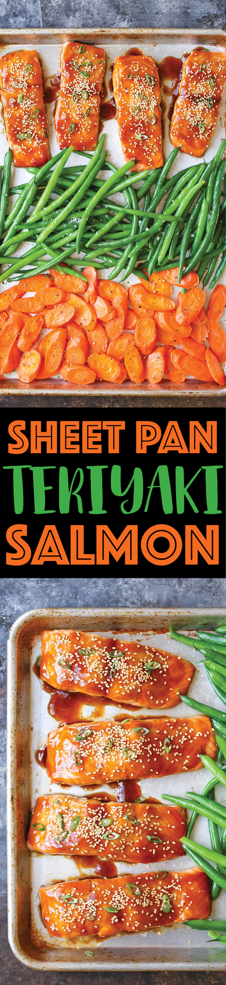 Sheet Pan Teriyaki Salmon - A one pan dinner! Quick. Fast. And so flavorful. With your veggies right alongside your main for the speediest clean up EVER!!!