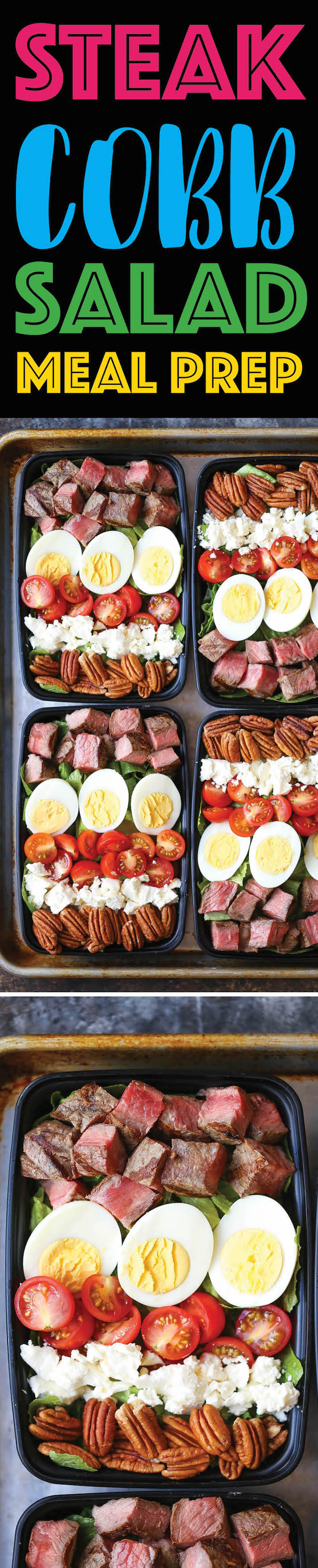 Meal Prep Salads for Weight Loss (Healthy Cobb Salad Recipe)