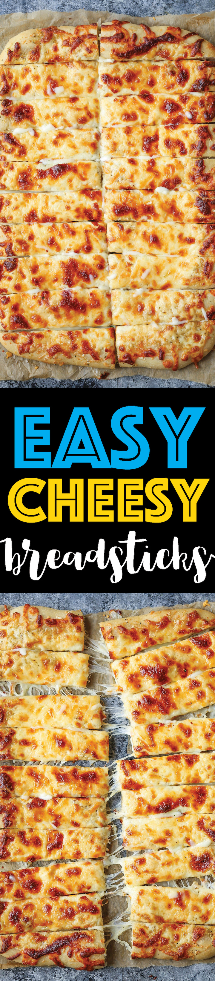 Easy Cheesy Breadsticks - The easiest, cheesiest breadsticks ever made <30 min from start to finish! Great as an appetizer or even for pizza night!