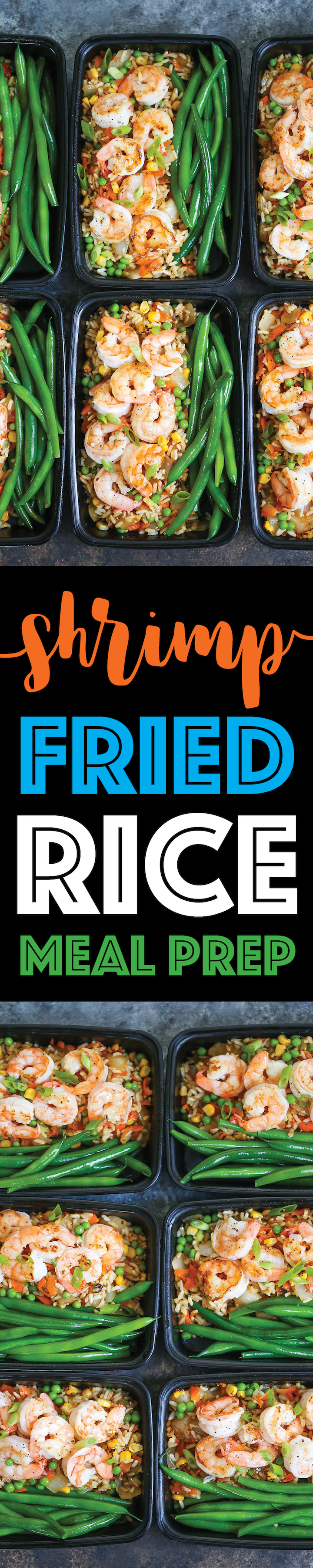 Shrimp Fried Rice Meal Prep - No need to order takeout anymore! Your favorite fried rice dish is packed right into meal prep boxes for the entire week!