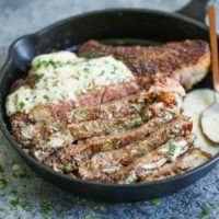 Steak with Garlic Parmesan Cream Sauce