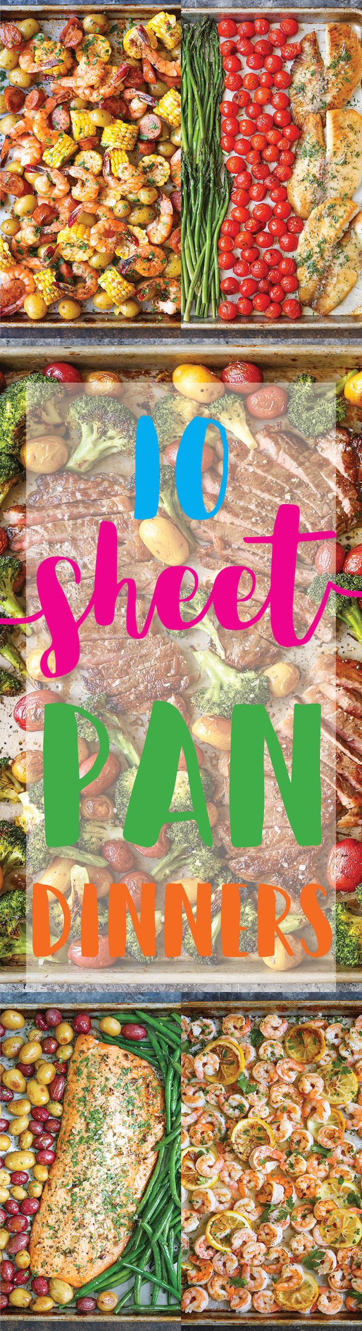 10 Sheet Pan Dinners - Speedy, family-friendly, no-brainer dinners you need to make tonight! These dinners are so easy to make and clean up is a breeze!