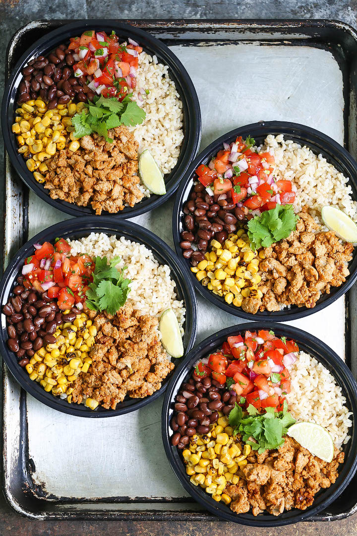 Meal Prep Southwest Chicken Burrito Bowls - Jar Of Lemons