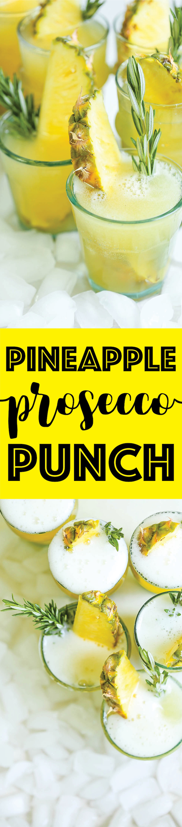 Pineapple Prosecco Punch - All you need is 5 ingredients and 5 minutes for this refreshing, beautiful cocktail. Perfect for any occasion or get-together!