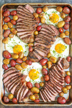 Sheet Pan Steak Eggs and Potatoes