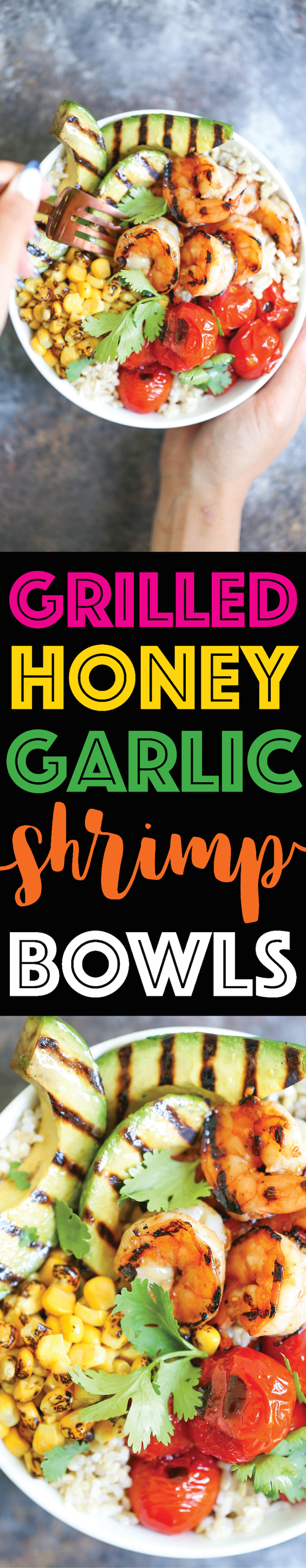 Grilled Honey Garlic Shrimp Bowls - So quick and easy! And that honey garlic sauce is AMAZING! No grill? You can easily saute this on a pan in minutes!!!