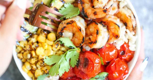 Grilled Honey Garlic Shrimp Bowls Damn Delicious