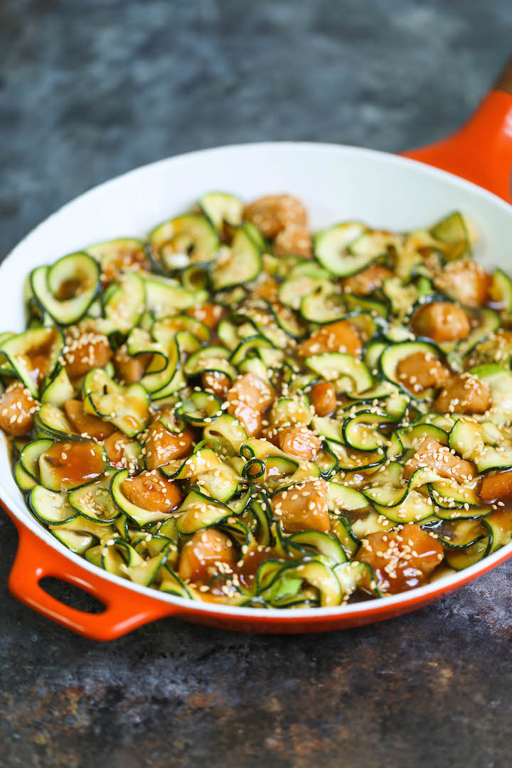 Teriyaki Chicken Zucchini Noodles - Damn Delicious