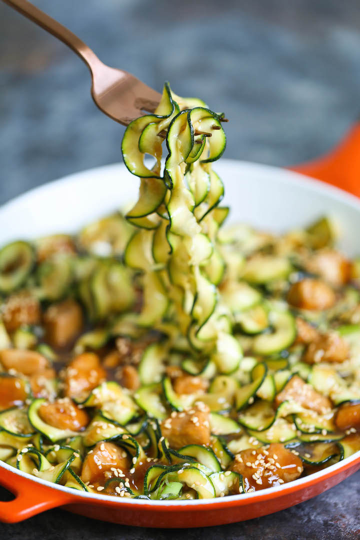 Teriyaki Chicken Zucchini Noodles - Damn Delicious