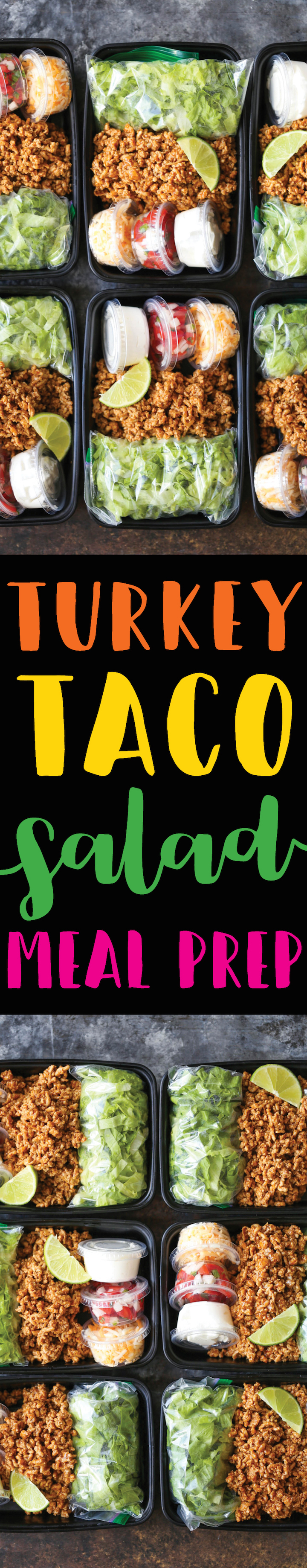 Turkey Taco Salad Meal Prep - A much HEALTHIER take on Taco Tuesdays, except you are meal prepped for the entire week! Less calories and cheaper too!