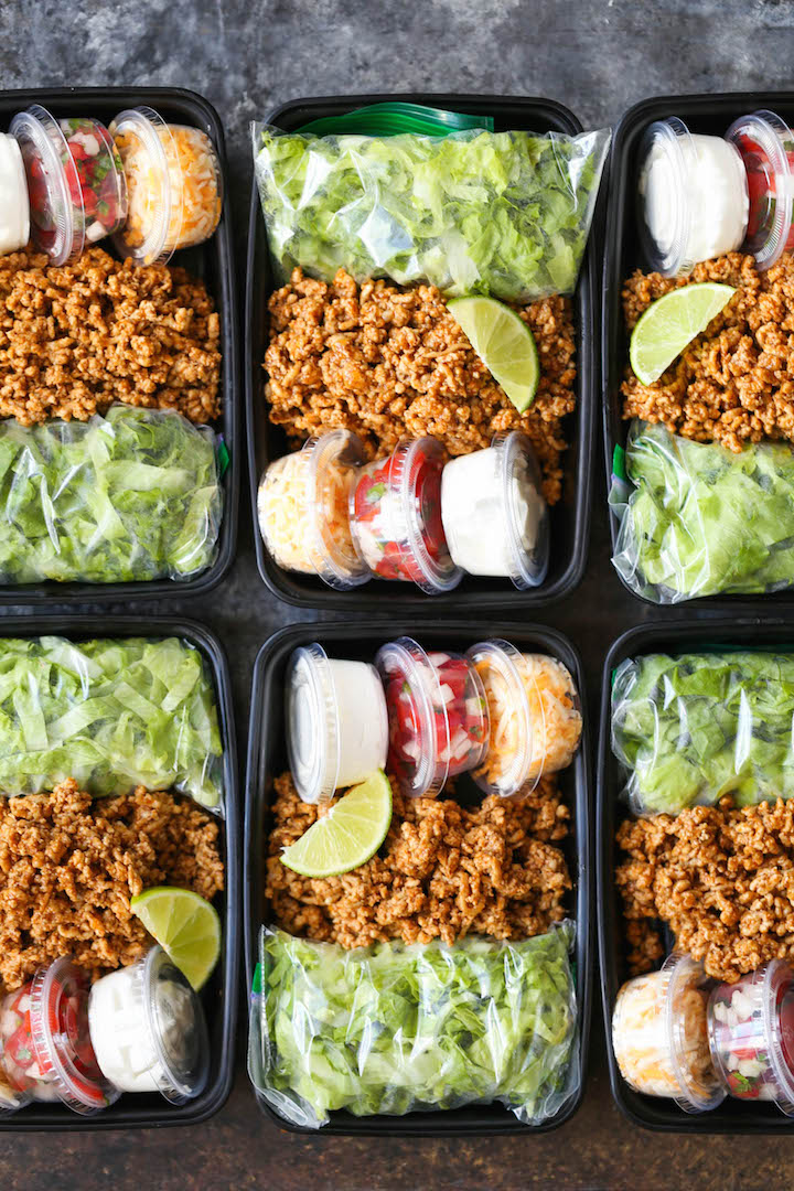 Turkey Taco Salad Meal Prep - A much HEALTHIER take on Taco Tuesdays, except you are meal prepped for the entire week! Less calories and cheaper too!