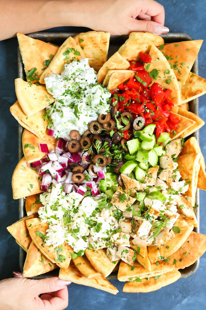 Sheet Pan Greek Nachos - Damn Delicious