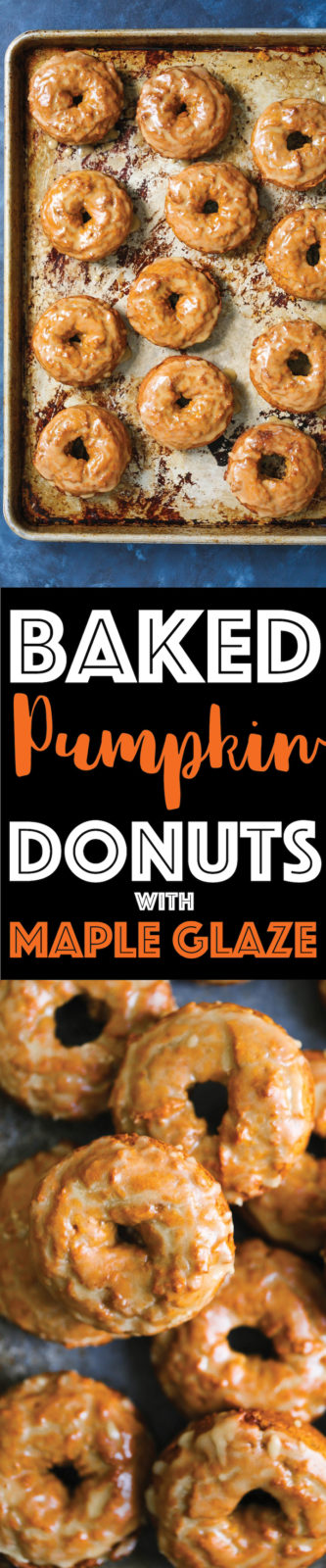 Baked Pumpkin Donuts with Maple Glaze - Damn Delicious