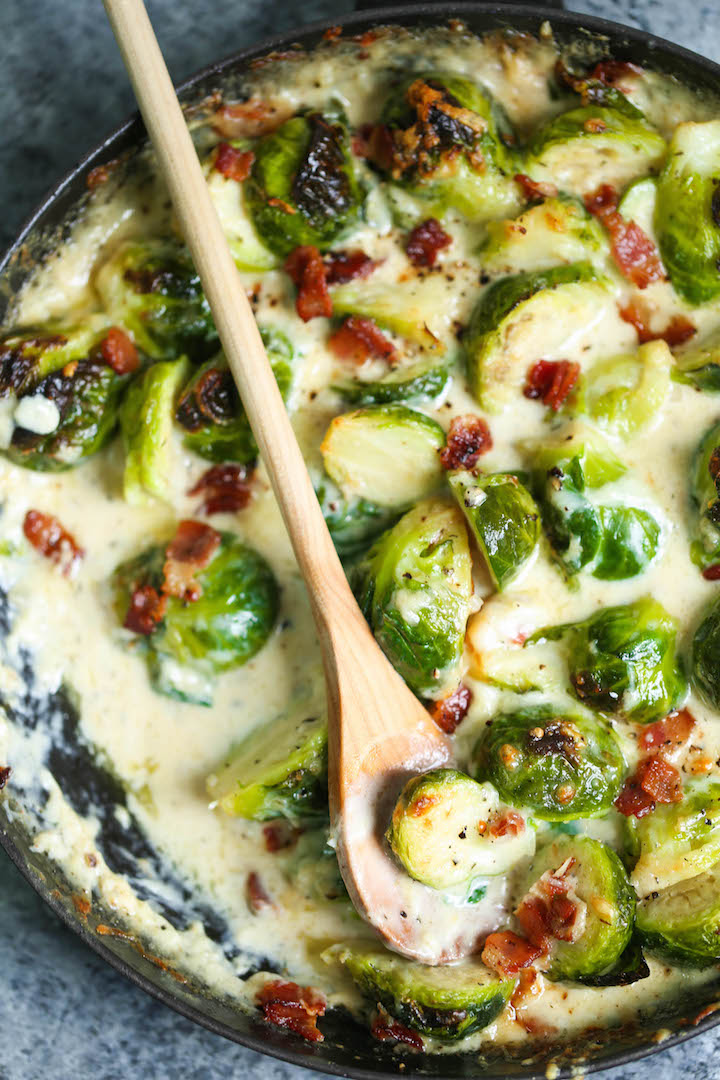 Brussels Sprouts Gratin - These brussels sprouts are absolutely to die for!!! So amazingly crisp-tender and baked perfectly in the BEST cream sauce ever!!!