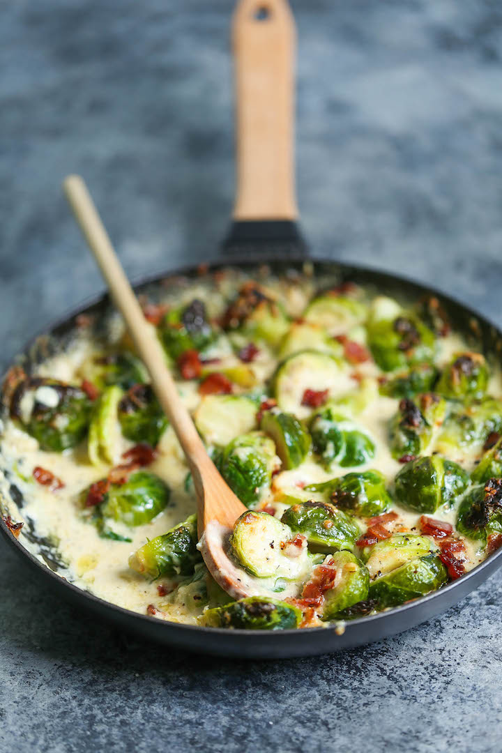 Brussels Sprouts Gratin - These brussels sprouts are absolutely to die for!!! So amazingly crisp-tender and baked perfectly in the BEST cream sauce ever!!!