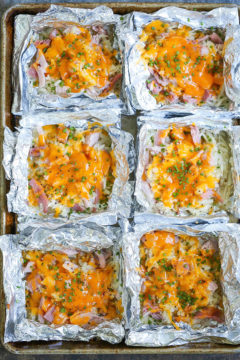 Ham and Cheese Hash Brown Foil Packets