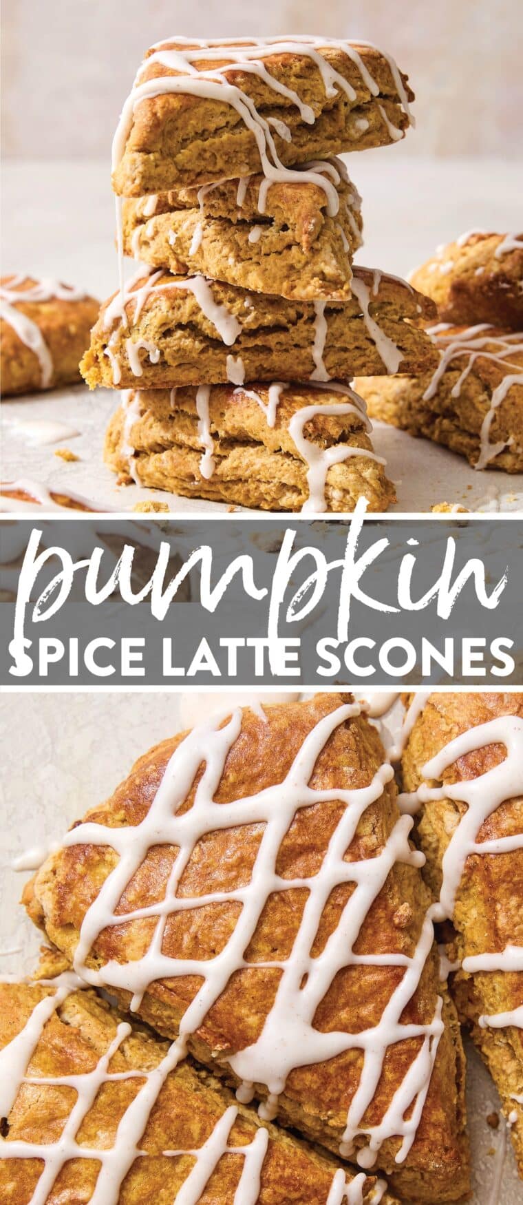 Pumpkin Spice Latte Scones - Tastes like everyone's favorited pumpkin spice latte, except with an epic, irresistible cinnamon glaze drizzle!