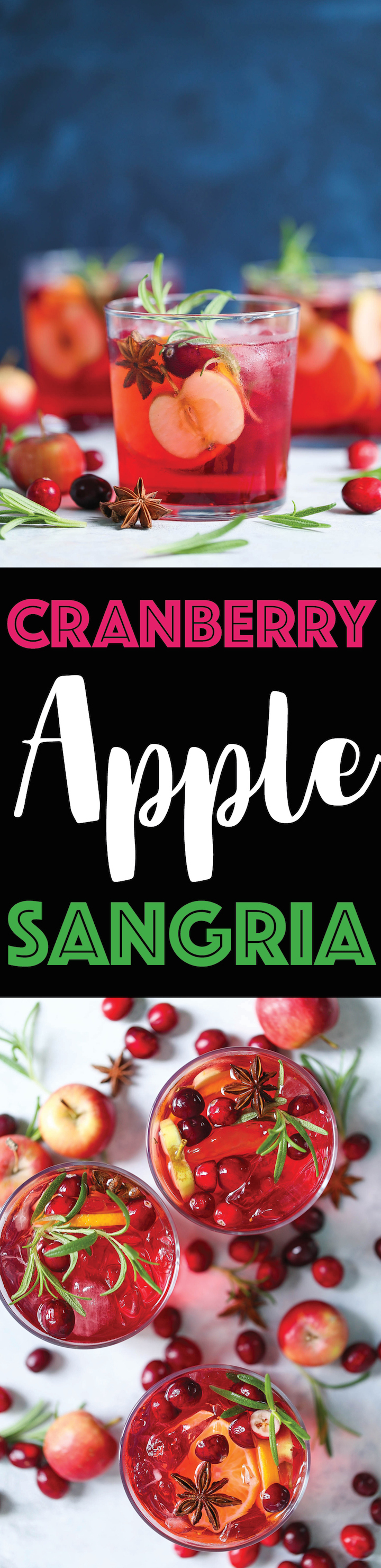 Cranberry Apple Sangria - The must have spiced holiday cocktail! With cranberries, apples, oranges, cinnamon and cloves! You can make this ahead of time!