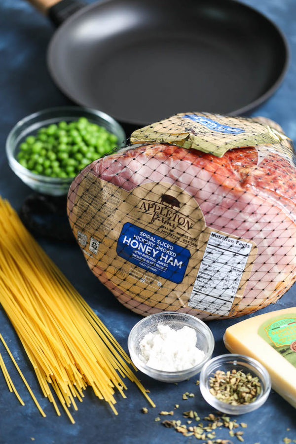 Ham and Peas Pasta with Garlic Parmesan Cream Sauce Damn Delicious