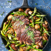 One Pan Steak and Veggies with Garlic Herb Buttery Spread