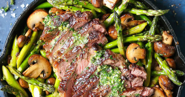 One Pan Steak And Veggies With Garlic Herb Butter Damn Delicious