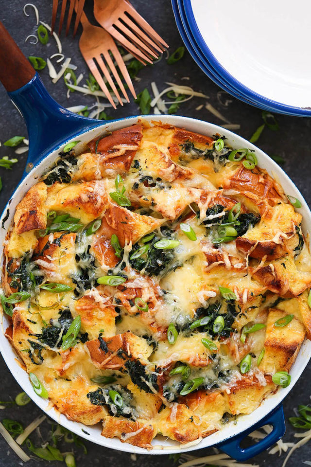 Spinach and Cheese Strata - Damn Delicious