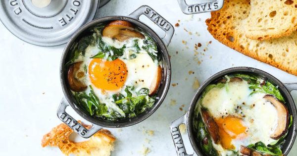 Baked Eggs with Mushrooms and Spinach