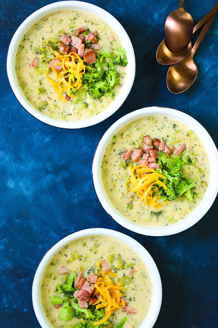 Broccoli Ham and Cheese Soup - So cheesy, creamy and hearty! Loaded with ham, cheese, potatoes and TONS of broccoli! It is the perfect cozy, comforting soup for any time of the year. Adult and kid-friendly!