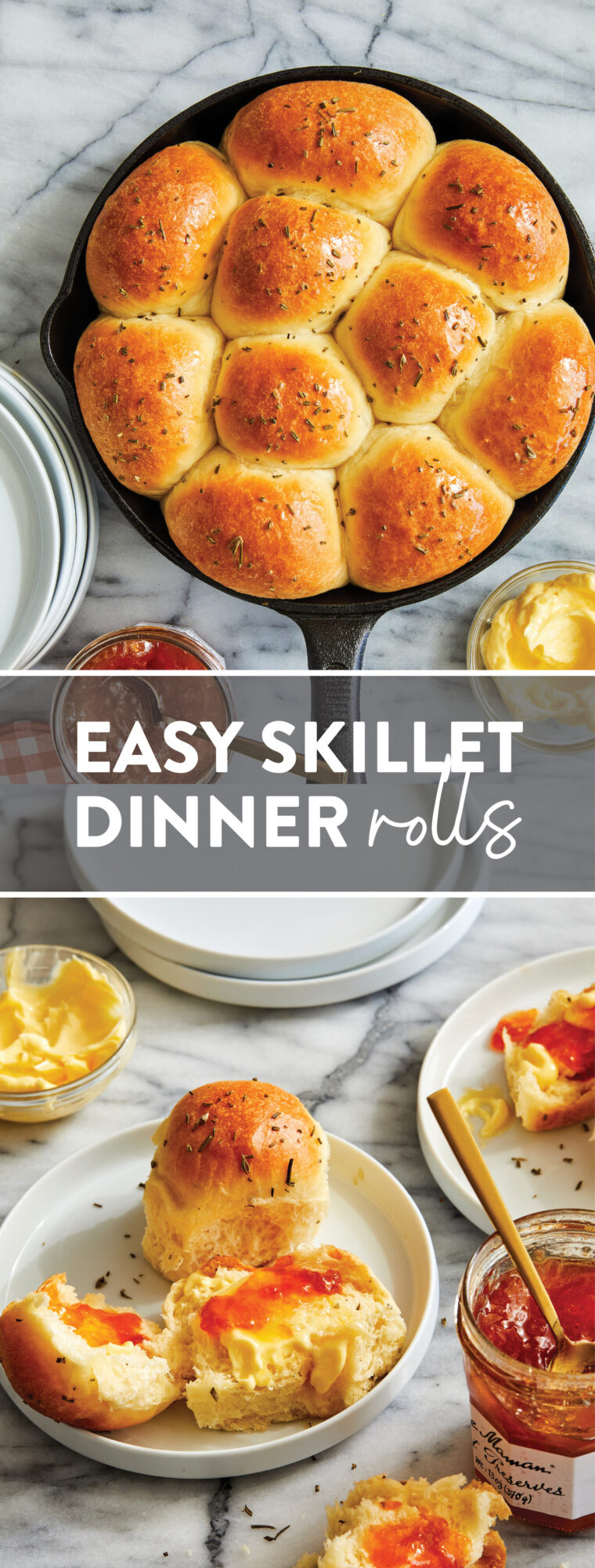 Easy Skillet Dinner Rolls - Nothing beats warm, super soft, fluffy, melt-in-your-mouth homemade dinner rolls. No more store-bought rolls!