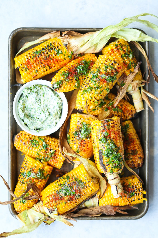 Summer Roasted Garlic Butter Corn Damn Delicious