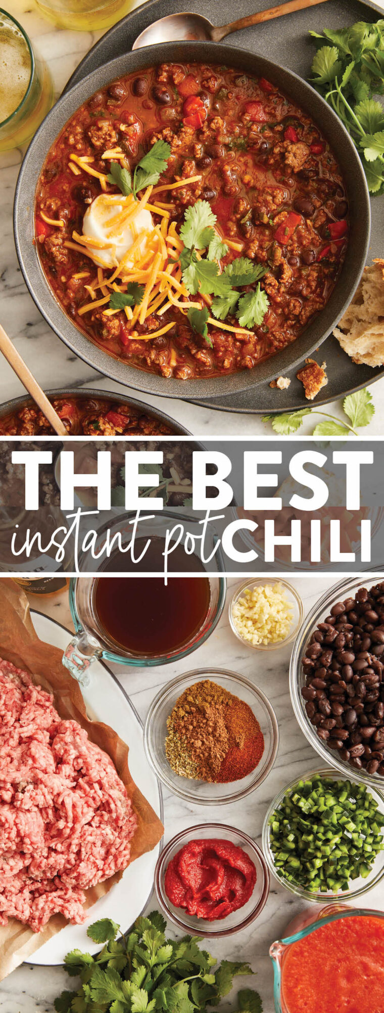 The Best Instant Pot Chili - Hands down THE BEST chili ever. Done in less than 1 hour with no babysitting, no fuss! So easy and so flavorful!