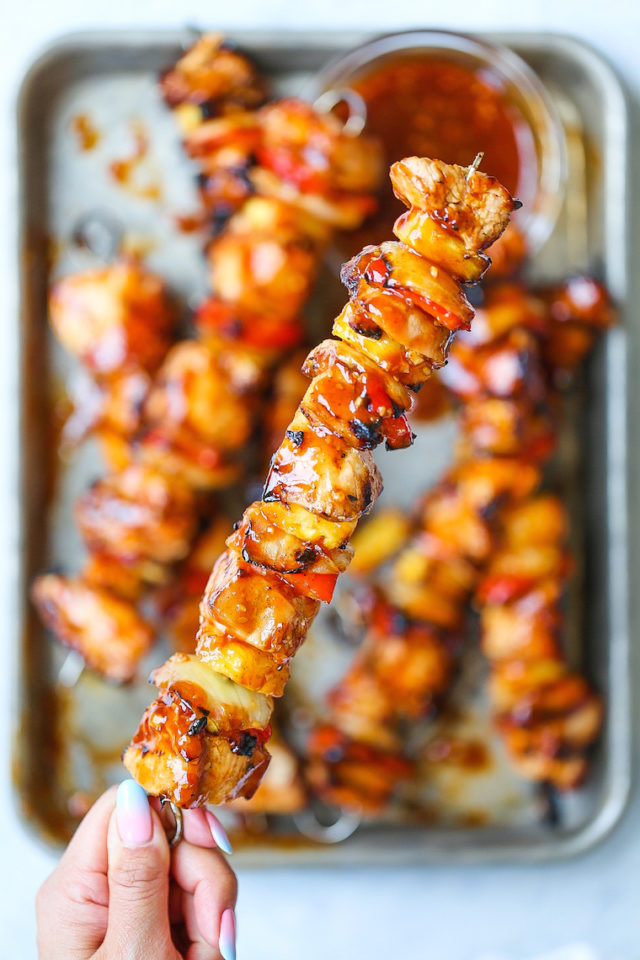 BBQ Pineapple Chicken Kabobs Damn Delicious