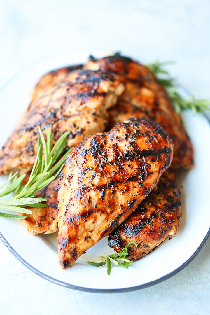 Maple Rosemary Grilled Chicken - Truly the best grilled chicken ever! It's wonderfully sweet and savory with just so much flavor with the simplest marinade!