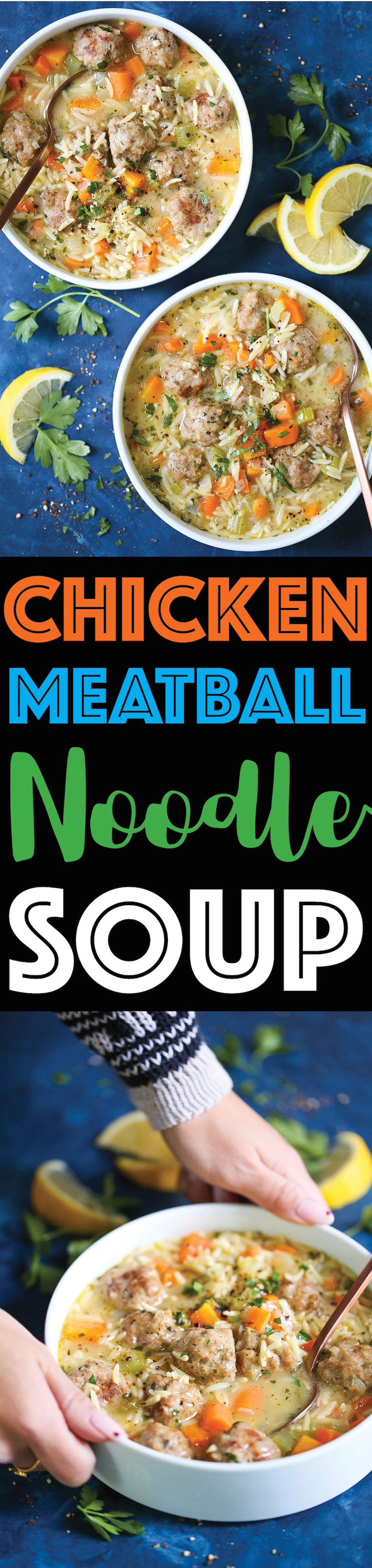Chicken Meatball Noodle Soup -  This is just like everyone’s favorite cozy, comforting homemade chicken noodle soup except made even better with chicken meatballs! You’ll only want this version of chicken noodle soup after trying this! Promise!