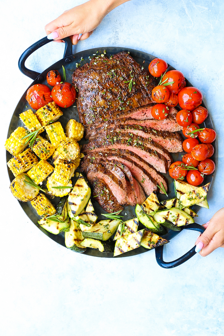 Grilled Flank Steak and Vegetables - Damn Delicious