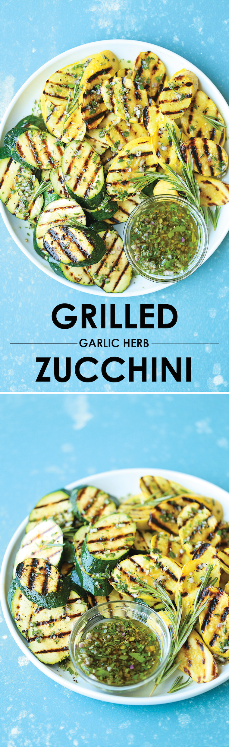 Grilled Garlic Herb Zucchini - An easy peasy summertime staple! The zucchini comes out perfectly garlicky, fresh, and crisp-tender - so simple yet so good!