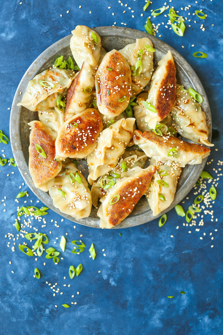 Shrimp Potstickers - Completely homemade, easy peasy freezer-friendly shrimp potstickers! Tastes just like your favorite take-out place, but even better!