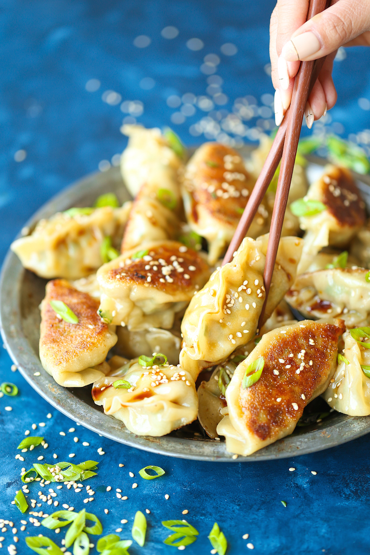 Shrimp Potstickers - Completely homemade, easy peasy freezer-friendly shrimp potstickers! Tastes just like your favorite take-out place, but even better!