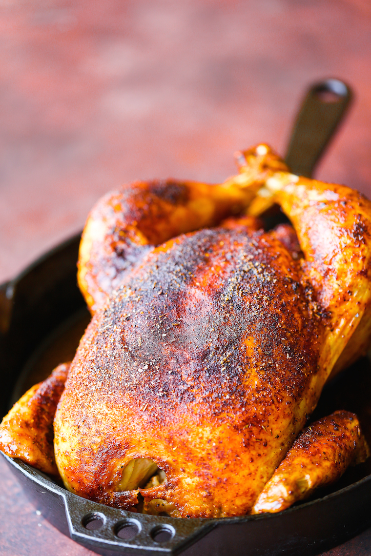 BBQ Roasted Chicken - So easy to prepare using just pantry spices making the best smoky BBQ rub ever! And the chicken comes out with perfectly crispy skin!