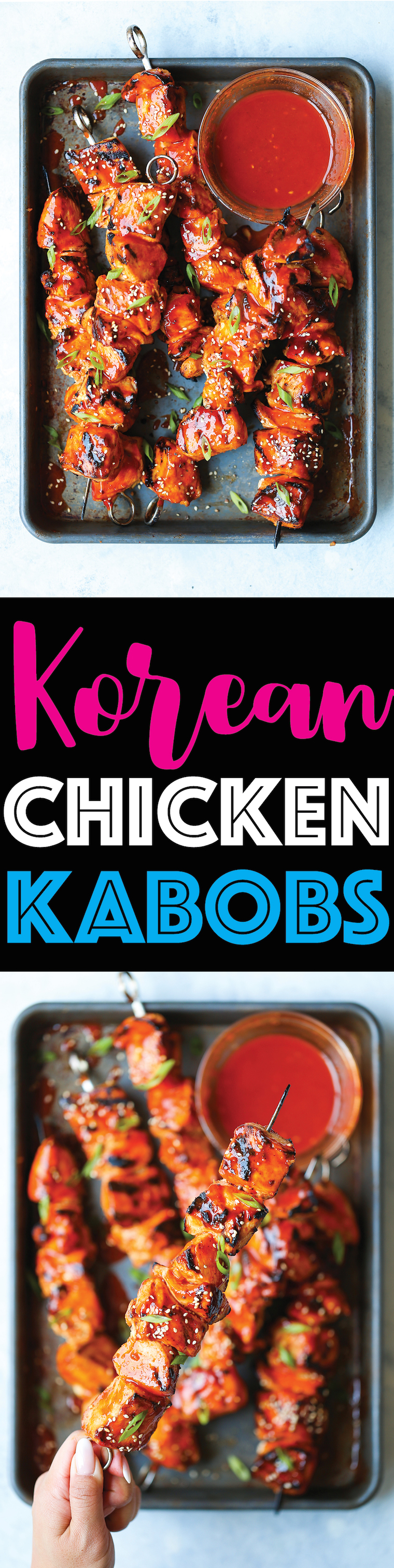 Korean Chicken Kabobs - An amazing combination of sweet and spicy! And the chicken comes out perfectly tender and juicy with a finger-licking sticky glaze!