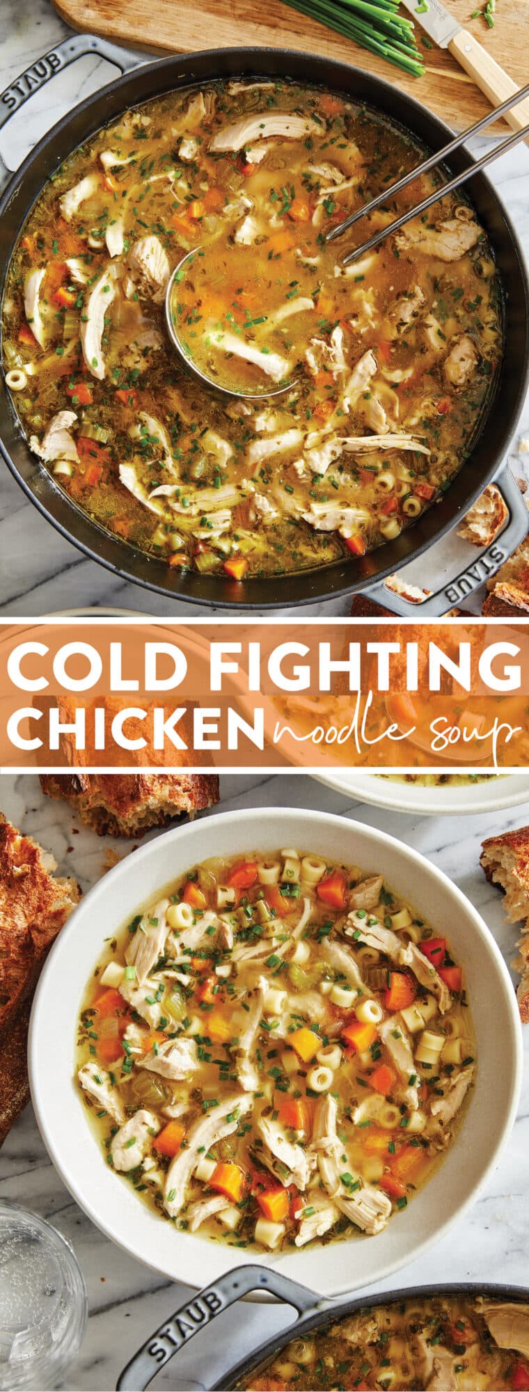 Cold Fighting Chicken Noodle Soup - The most soothing, comforting soup for flu season! So easy to make, you’ll be feeling better in no time!