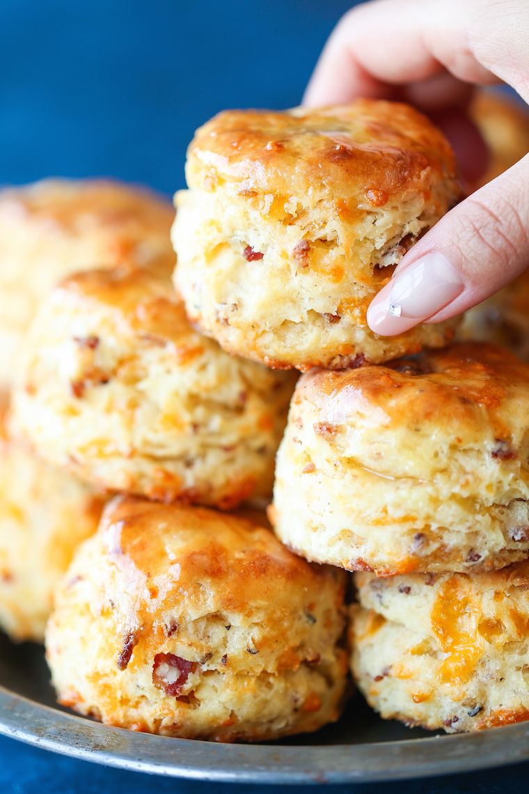 Maple Bacon Cheddar Biscuits - Soft, tender, oh-so-flaky biscuits the whole family will love! With crisp bacon and maple syrup, what could be better, right?