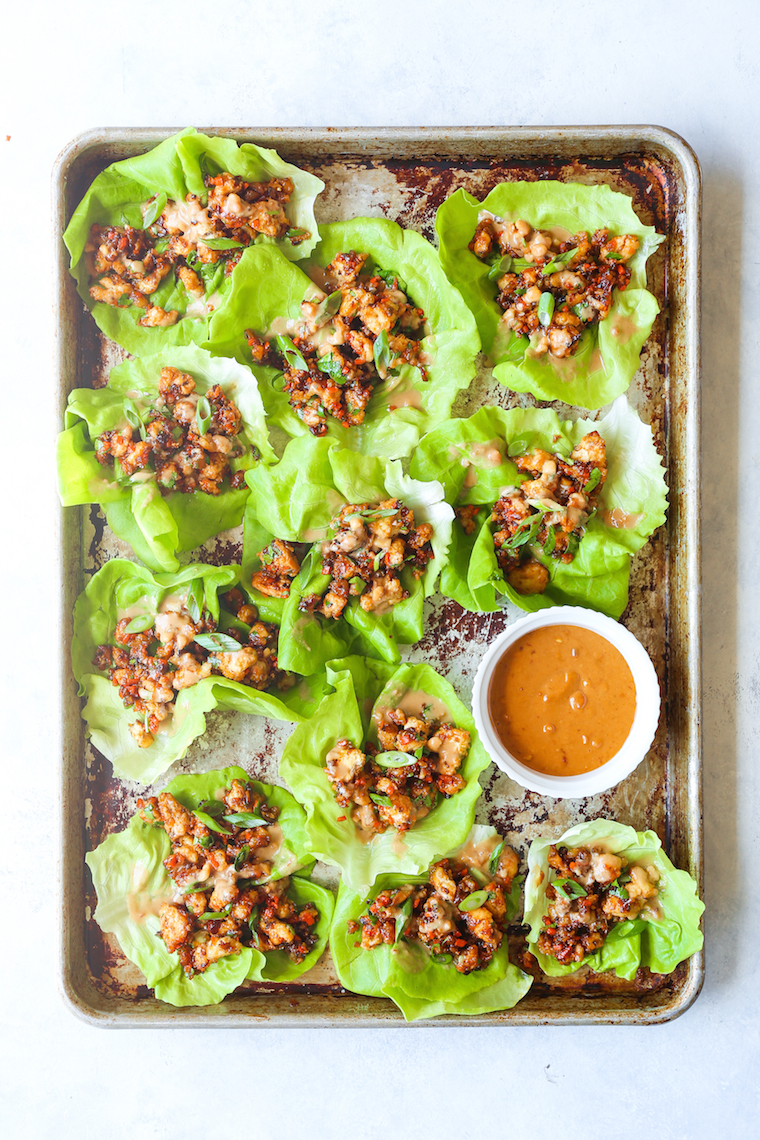 Peanut Chicken Lettuce Wraps