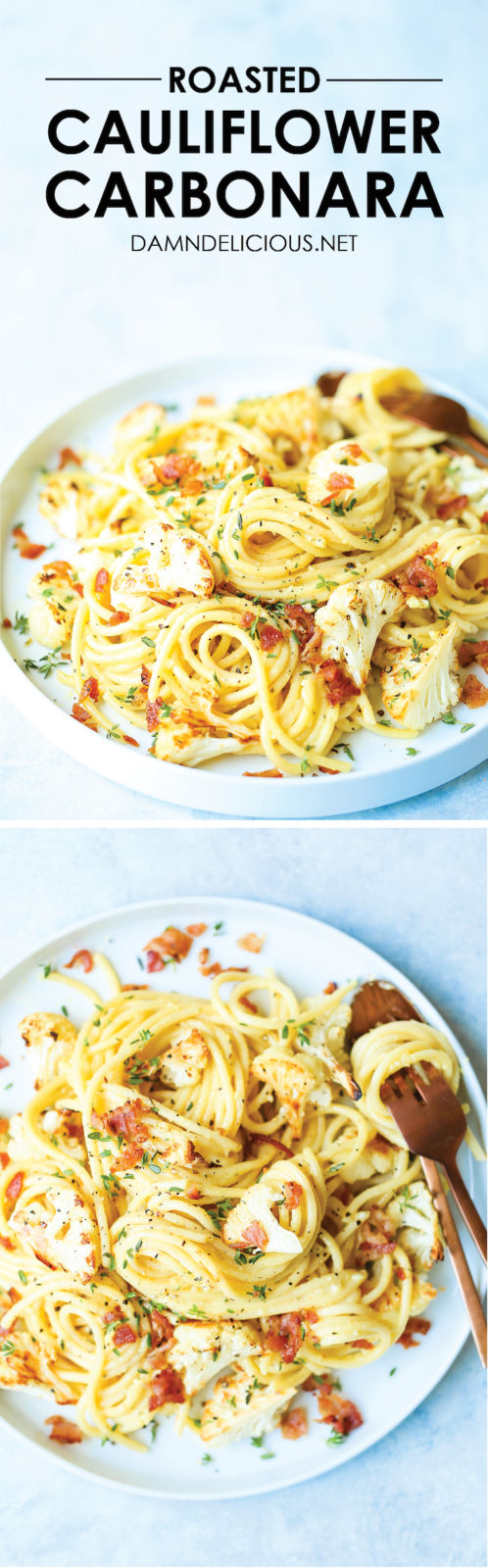 Roasted Cauliflower Carbonara Damn Delicious