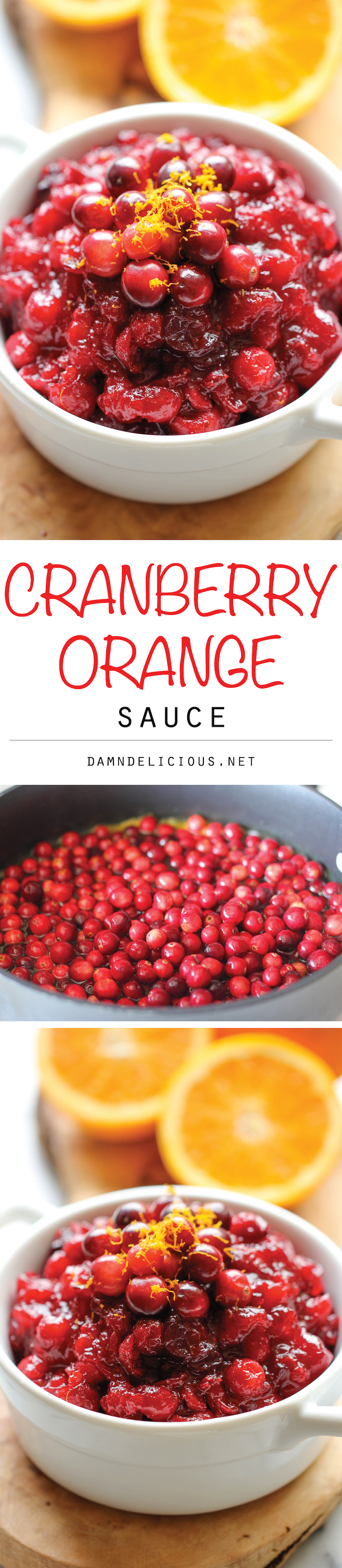 Cranberry Orange Sauce - Skip the canned cranberry sauce this Thanksgiving and make it right at home – it is embarrassingly easy to make with just 3 ingredients! You can even make it ahead of time! 