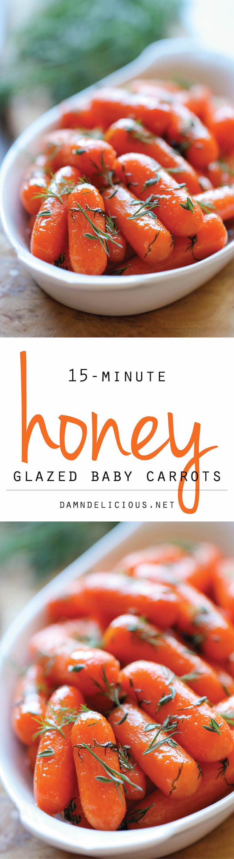 Honey Glazed Baby Carrots - Honey brings in such a pleasant sweetness to these baby carrots in this easy 15-minute side dish – a perfect addition to your Thanksgiving spread!