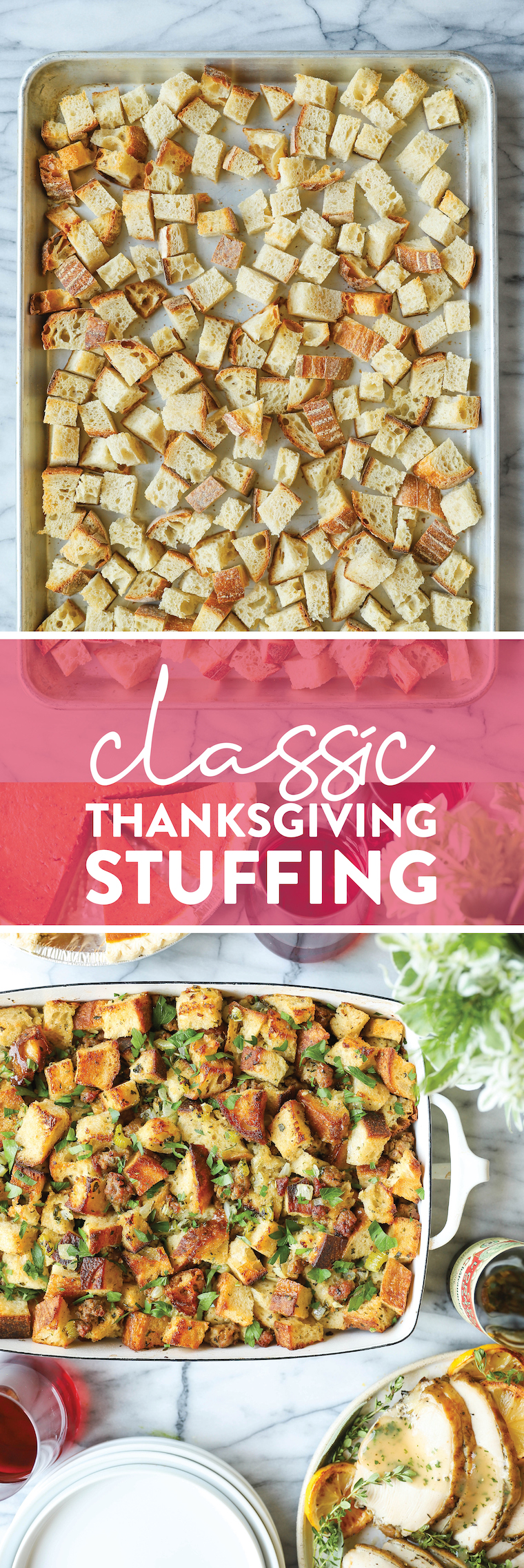 Classic Thanksgiving Stuffing - This will be the only stuffing recipe you will ever need! So much fresh herbs and so buttery. It's simply the best EVER!