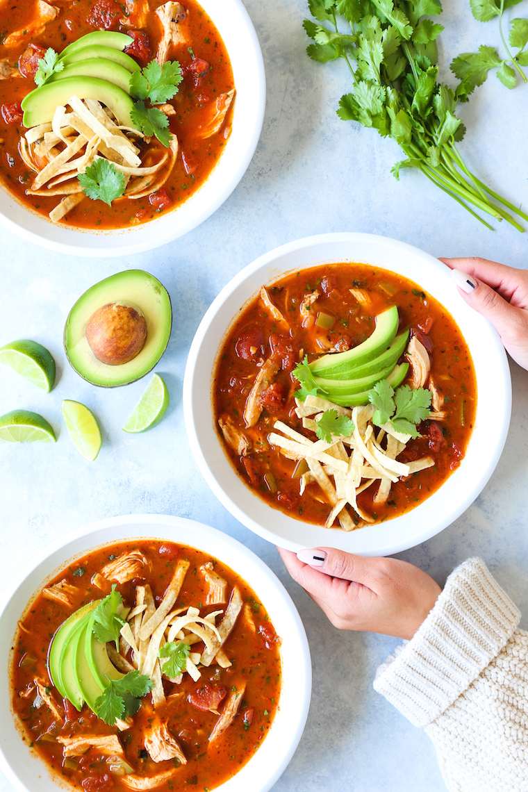Instant Pot Chicken Tortilla Soup - The BEST soup made SO EASILY right in your pressure cooker with the crispiest tortilla strips! So good + so comforting!
