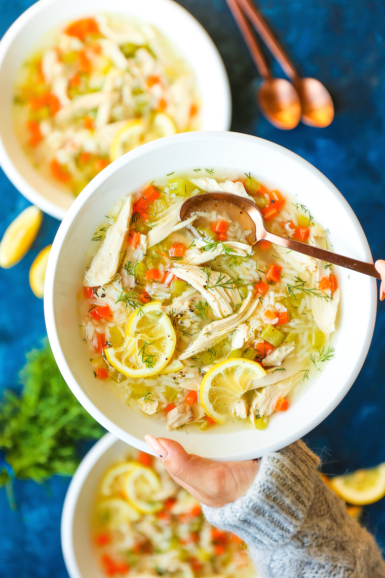Lemon Chicken and Rice Soup - The best kind of comfort in a bowl! It's so cozy and heartwarming, using a whole chicken for the most amazing homemade broth!